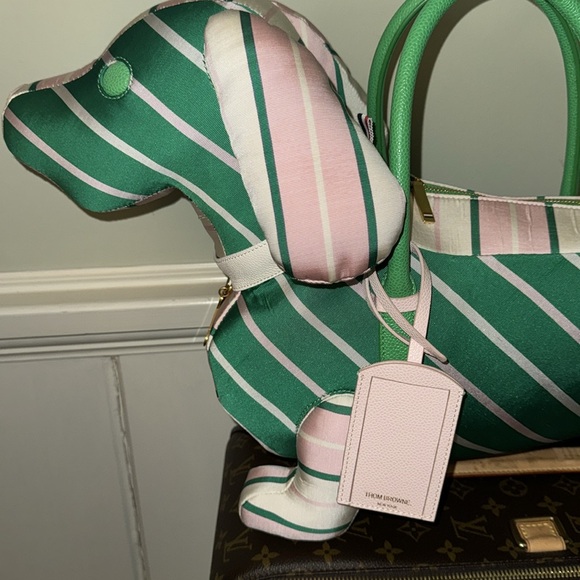 Thom Browne New York Hector Dog Large XL Tote Bag Pink & Green - Picture 9 of 16